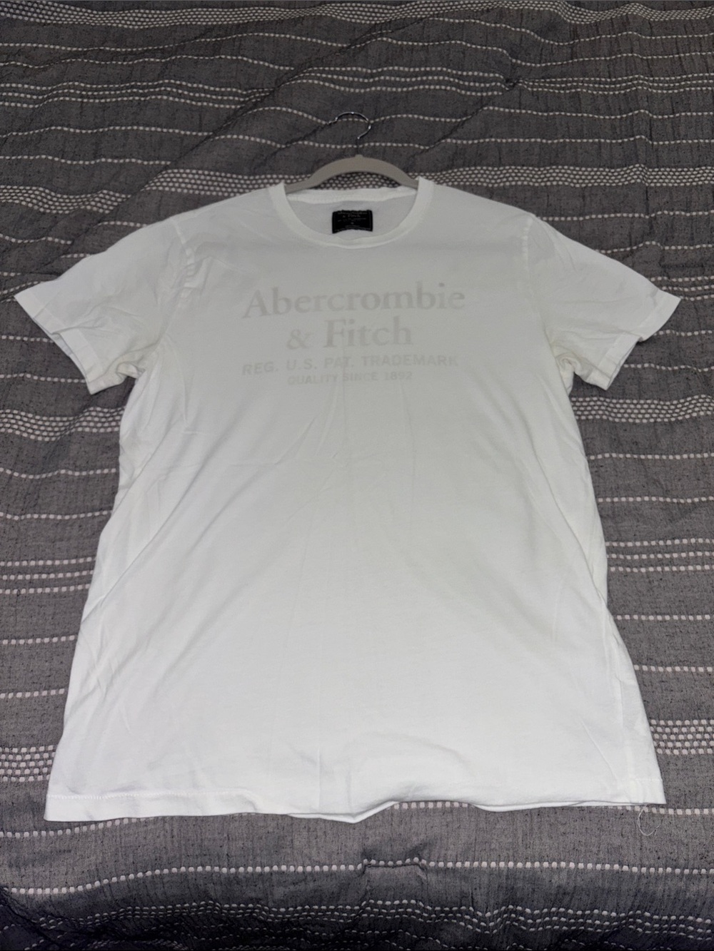 Abercrombie & Fitch White Crew Neck Logo Tee